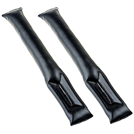 Vzer 2 Pcs Car Seat Gap Filler Hand Brake Gap Filler Pad PU Leather for All Vehicles, No More Dropping or Losing Things (Black)