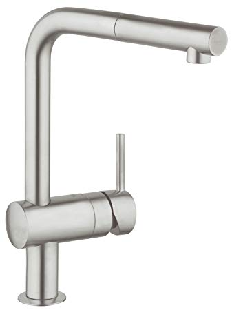 GROHE 32168DC0 | Minta Kitchen Tap L-Spout | Pull-Out Spray | Supersteel