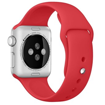 Apple Watch Band - LNKOO® Soft Silicone Sport Style Replacement iWatch Strap bands for Apple Wrist Watch 42mm Models Formal Colors S/M Size (Red-42mm)