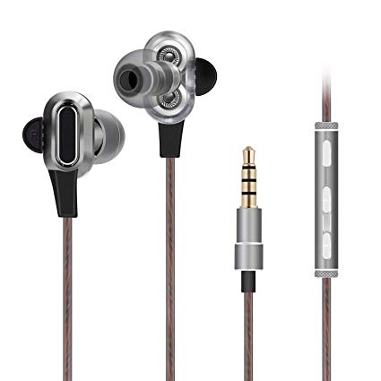 Earbuds Headphones, Noise Isolating Stereo Bass Earphones with Microphone, Dual Driver in-Ear Headphones for Android Smartphones, Galaxy, Tablets and More 3.5mm Audio Ports Devices
