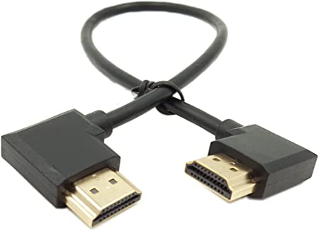 SinLoon Gold Plated High Speed 90 Angle Right HDMI Male to Left HDMI Male Adapter Cable Supports Ethernet, 3D and Audio Return (0.3M R-L)