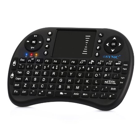 Backlit Wireless Keyboard Eysnic 24GHz Portable Mini Wireless Keyboard with Touchpad Mouse and Built-in Rechargeable Battery For Google Smart TV Android Box XBMC Windows Laptop and Raspberry PI PS3