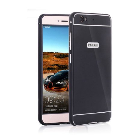 Gzerma for Blu Vivo 5 Case, Aluminum Metal Bumper Frame Shell with PC Back Skin Cover Protective Case for Blu Vivo 5 (Black)