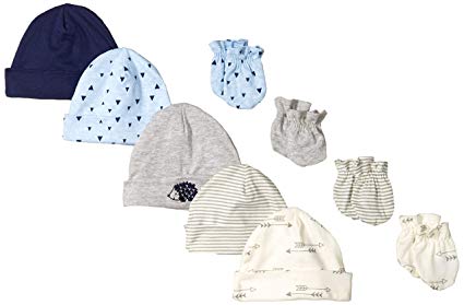 Gerber Baby Boys' 9-Piece Cap and Mitten Bundle