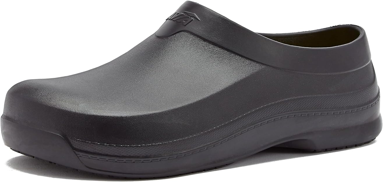 Avia Flame Men's Clogs, Slip Resistant Shoes for Men Food Service, Non Slip Restaurant and Chef Shoes Men Slip Resistant for Kitchen Work or Nursing, Black, Oil and Water Resistant