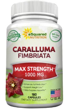 100 Pure Caralluma Fimbriata 1000mg - 180 Capsules Natural Extract Weight Loss Diet Pill Supplements Best Organic Plant Root Appetite Suppressant and Energy Booster Max Strength Slim Lean Fat Burn