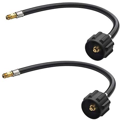 GASPRO 2FT RV Propane Pigtail Hose Connector with Type 1 Connection x 1/4 Inch Inverted Male Flare (2 Pack)