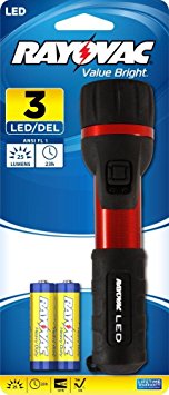 Rayovac Value Bright 25-Lumen 2AA 3 LED Flashlight with Batteries (2AALED-B)