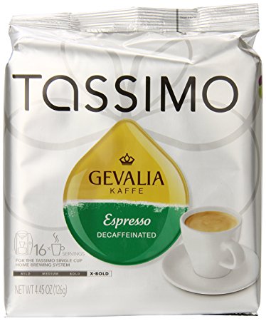 Gevalia Espresso Decaf Coffee, Extra Bold Roast, T-Discs for Tassimo Brewing Systems, 16 Count