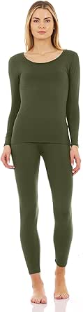 Thermajane Long Johns Thermal Underwear for Women Fleece Lined Base Layer Pajama Set Cold Weather