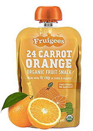 Fruigees Fruit Squeeze Snack Pouches (24 Carrot Orange, 12 Count) | Made from Organic Fruit & Veggies | Organic • Non-GMO • Kosher • Vegan • Gluten Free | Delicious & Healthy Snack for Kids & Adults