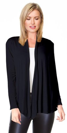 Women's Basic Rayon Span Open Drape Cardigan Sweater Long Sleeves - Made in USA