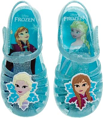 Disney Girls Favorite Characters Jelly Sandals - Ballet Summer Slides Beach Water Slip On (Pink/blue) (Toddler/Little Kid)