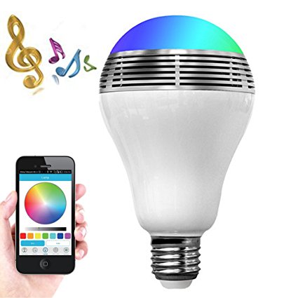 Smart LED Light Bulb Bluetooth Speaker, ZONV 3W E27/B22 RGB Changing Lamp Wireless Stereo Audio Smartphone Controlled Dimmable Multicolored Color Changing Lights for iPhone, iPad, Android Phone,Tablet