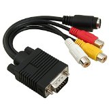 eforCity 336047 PC Computer VGA to TV S-Video 3 RCA AV Adapter Cable