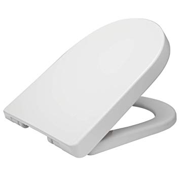 D Shape White Toilet Seat, Soft Close Adjustable Hinge Quick Release High Quality Top Fixed Toilet Seat Cover Bathroom Lid Family Use WS2544