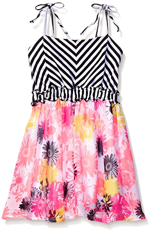 Limited Too Girls' Stripe Knit Top and Printed Chiffon Bottom Dress