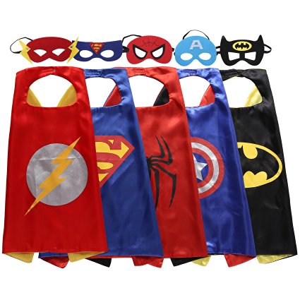 Zaleny Superhero Dress Up Costumes 5 Satin Capes with Felt Masks