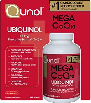Qunol Mega 100mg CoQ10 Ubiquinol, Superior Absorption, 3Pack ( 120 Count Each)