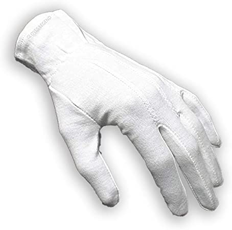 10 Pair (20 gloves) Gloves Legend 100% White Cotton Marching Band Parade Formal dress gloves - Size Large