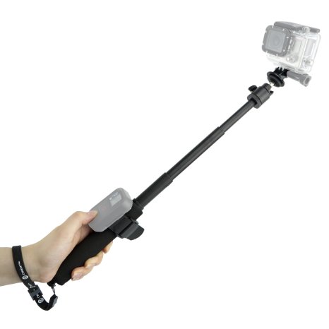 CamKix Telescopic 9 to 21 Pole for Gopro Hero 4 Session Black Silver Hero LCD 3 3 2 1 and Cameras - Adjustable - Remote Straps - Easy Extension - Tripod Mount  Wrist Strap  Lanyard