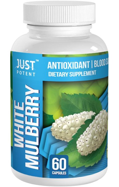 Just Potent White Mulberry Leaf Extract  All-Natural Powerful Antioxidant and Blood Sugar Support  500mg Per Capsule  60 Capsules