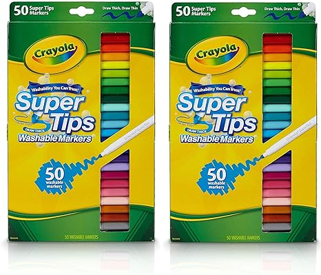 Crayola Super Tips Markers, Washable Markers, Gift, 50 Count-2 Pack