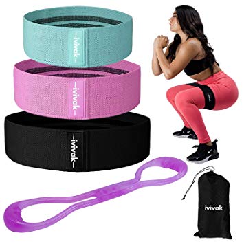 Resistance Band with Booty Loop Bands, for Legs and Butt, Hip & Wide Booty and Activate Your Glute. Fitness Band and Anti Slip Elastic with 3 Level Bands, S,M,L (2019 Bundle)