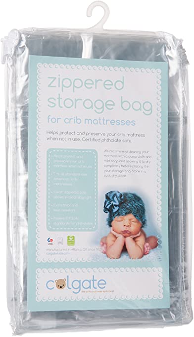 Colgate Zippered Crib Mattress Storage Bag - Waterproof Extra-Thick Clear Plastic Bag