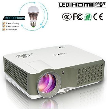 EUG HD Home Video Projector LED LCD Portable Projectors 1024x600 Native Resolution 2500 Lumen 169 80 Image Support 1080p for Home Entertainment Laptop Outdoor Movie Night with HDMI USB VGA with SpeakersRemote