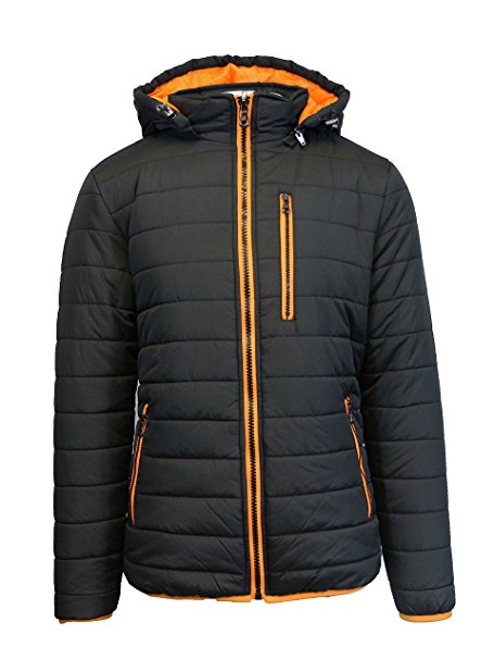 Spire Men's Puffer Bubble Jacket With Contrast Trim