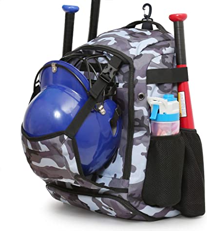 ZOEA Baseball Bat Bag Backpack, T-Ball & Softball Equipment & Gear for Youth and Adults, Large Capacity Holds 4 Bats, Helmet, Gloves, Cleats,Shoes Compartment & Helmet Holder