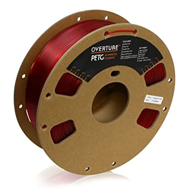 OVERTURE PETG Filament 1.75mm 3D Printer Consumables, 1kg Spool (2.2lbs), Dimensional Accuracy  /- 0.03 mm, Fit Most FDM Printer (Clear Red)