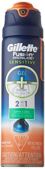 Gillette Fusion Proglide Sensitive Shave Gel, Alpine Clean, 6 Ounce