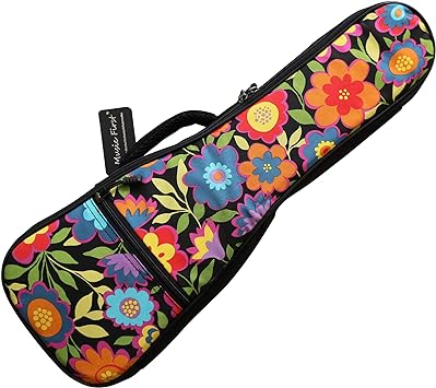 MUSIC FIRST Orginal design Canvas "Floral" Soprano Ukulele Case, Ukulele Bag, Ukulele Backpack (Fit for 21 inch Soprano Ukulele, Floral)