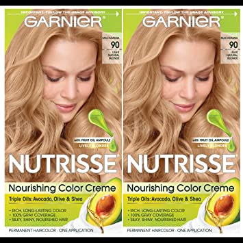 Garnier Hair Color Nutrisse Nourishing Creme, 90 Light Natural Blonde (Macadamia), 2 Count