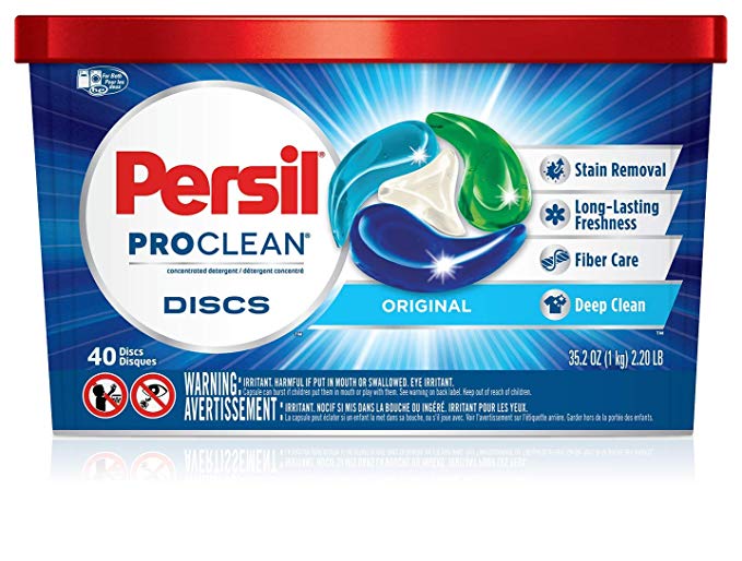 Persil 2400772 Persil ProClean 4 Chamber Discs Laundry Detergent, Original, 40 Count, Blue