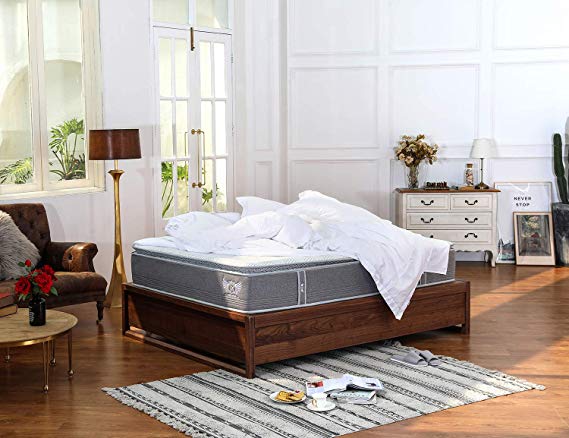ANGEL QUEEN King Size Mattress with the Gel Memory Foam Covered with Ice Silk Fabric and Supported by Indepentdent Pocket Springs, 9-Zone Orthopaedic 4D Breathable Mattress
