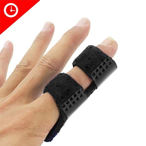Finger Brace Splint, Luniquz Pinky Finger Splint with Rigid Support to Immobilize Finger Joint & Relieve Pain for Trigger Finger,Arthritis, S/Black