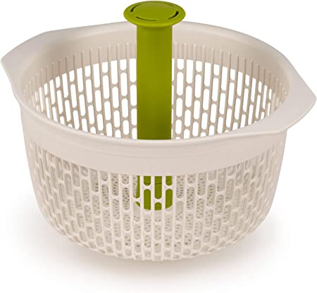 Joseph Joseph Spindola in-Sink Salad Spinning Colander, Plastic, White/Green