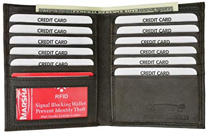 RFID Blocking Bifold Hipster Credit Card Wallet Premium Lambskin Leather