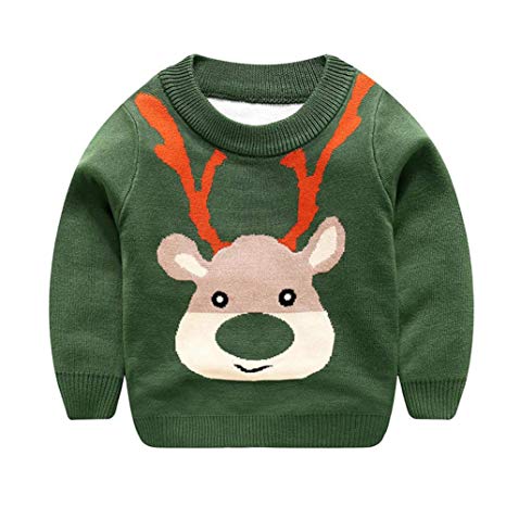 Motteecity Boys Clothes Adorable Cartoon Holiday Xmas Woolen Warm Pullover Sweater