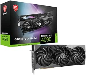 MSI Carte graphique de jeu GeForce RTX 4090 GAMING X SLIM 24 Go - 24 Go GDDR6X, 2695 MHz, PCI Express Gen 4, 384 bits, 2 DP v 1.4a, HDMI 2.1a (compatible 4K et 8K HDR) noire