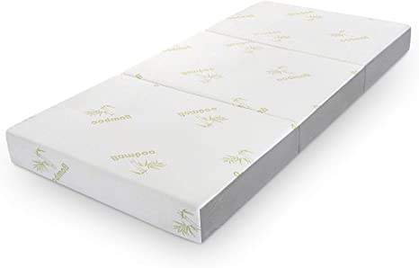 Inofia Memory Foam Folding Mattress, Tri-fold Mattress with Soft Removable Bamboo Cover, Twin 6-Inch