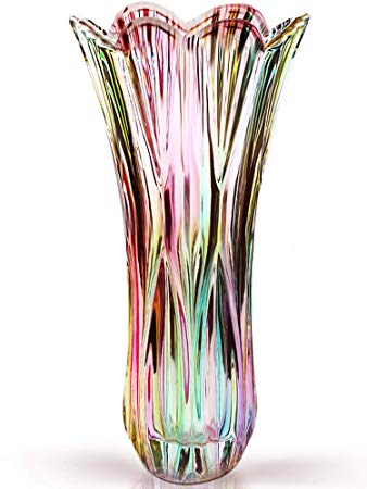 MagicPro Flower Vase Large Size Phoenix Tail Shape Thickened Crystal Glass for Home Decor, Wedding or Gift