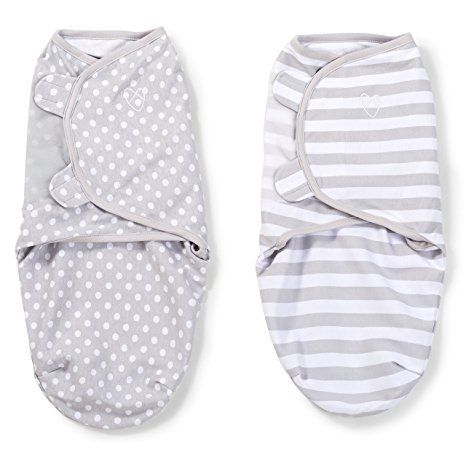 SwaddleMe Original Swaddle (Small, Grey Dot and Stripe, Pack of 2)