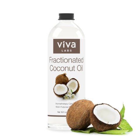 Viva Labs Fractionated Coconut Oil, 16 oz - Ultra Hydrating Massage & Aromatherapy Must-Have, Hexane-Free