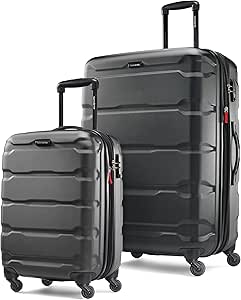 Samsonite Omni Pc Hardside Expandable Luggage with Spinner Wheels, Black, 2-Piece Set (20/28)