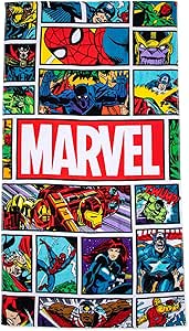 Jay Franco Marvel Comics Vintage Comic Kids Large Bath/Pool/Beach Towel - Super Soft & Absorbent Fade Resistant Cotton Towel, Measures 34 x 64 inches (Official Marvel Product)