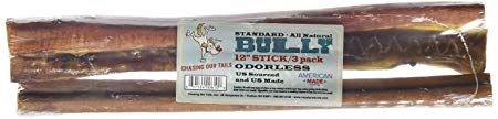 Chasing Our Tails 6100 Standard Odorless Pet Bully Stick (3 Pack), 12"